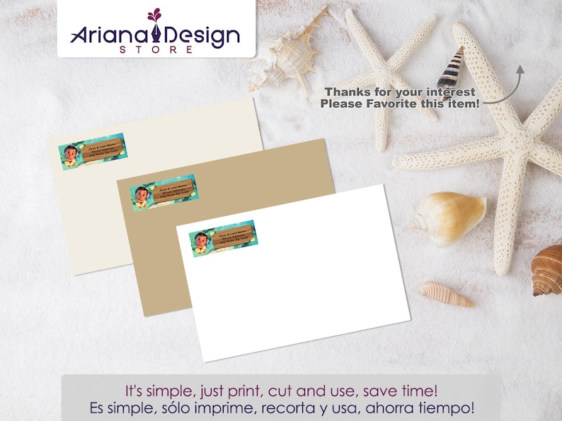 Baby Moana Printable Address Labels / Baby Moana Return Etsy