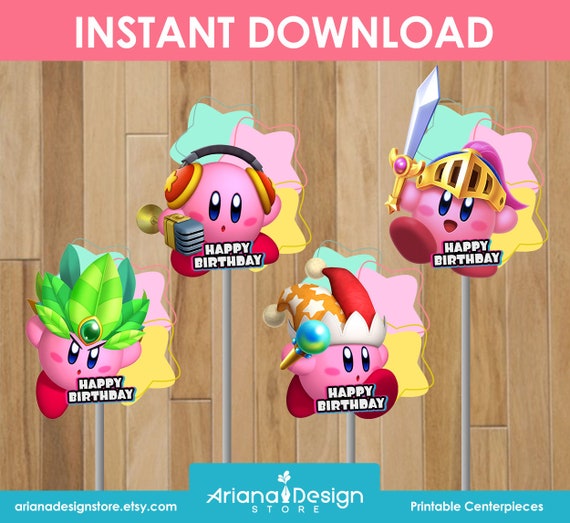 Kirby Centerpieces Printables Kirby Table Decoration Kirby Party