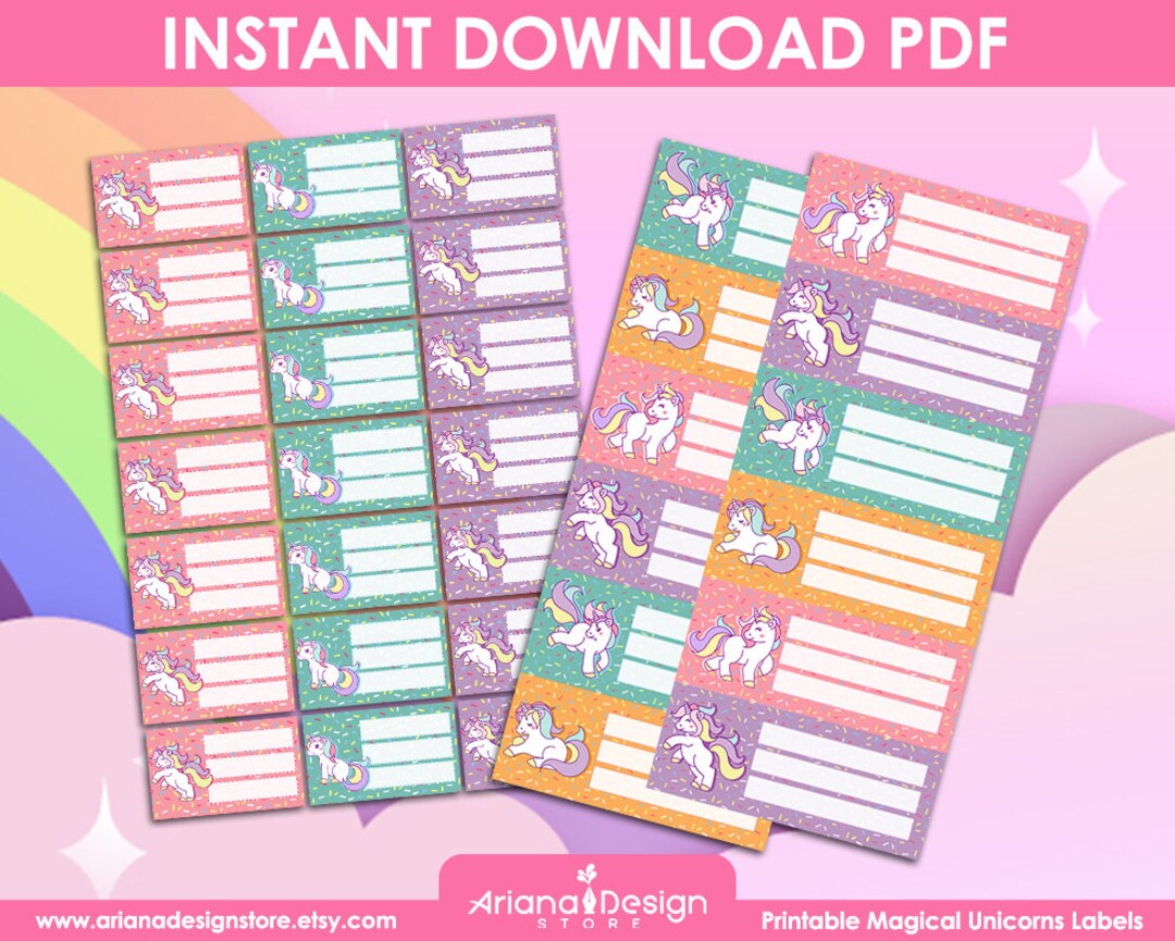 Magical Unicorns School Labels, Unicorn Name Tags, Unicorn School ...