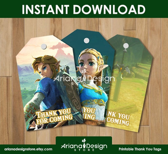 Zelda Party Printable Thank You Tags Zelda Party Favors Zelda Party
