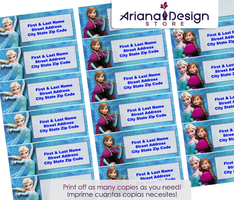 Frozen Printable Address Labels / Frozen Return Address Labels Etsy