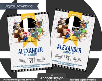 Smash Bros Digital Invitation | Smash Bros Birthday Invitation | Smash Bros Printable Card | Smash Bros Birthday Party