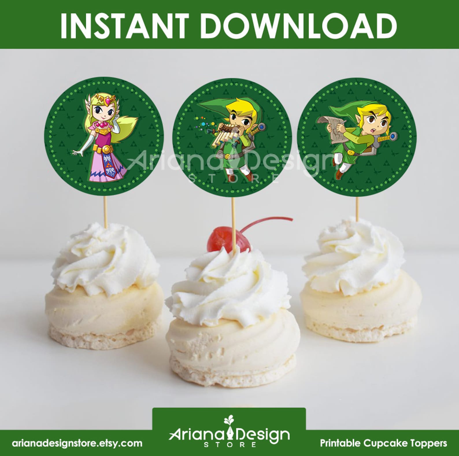 Legend of Zelda Cupcake Toppers Printables Zelda Cupcakes Etsy