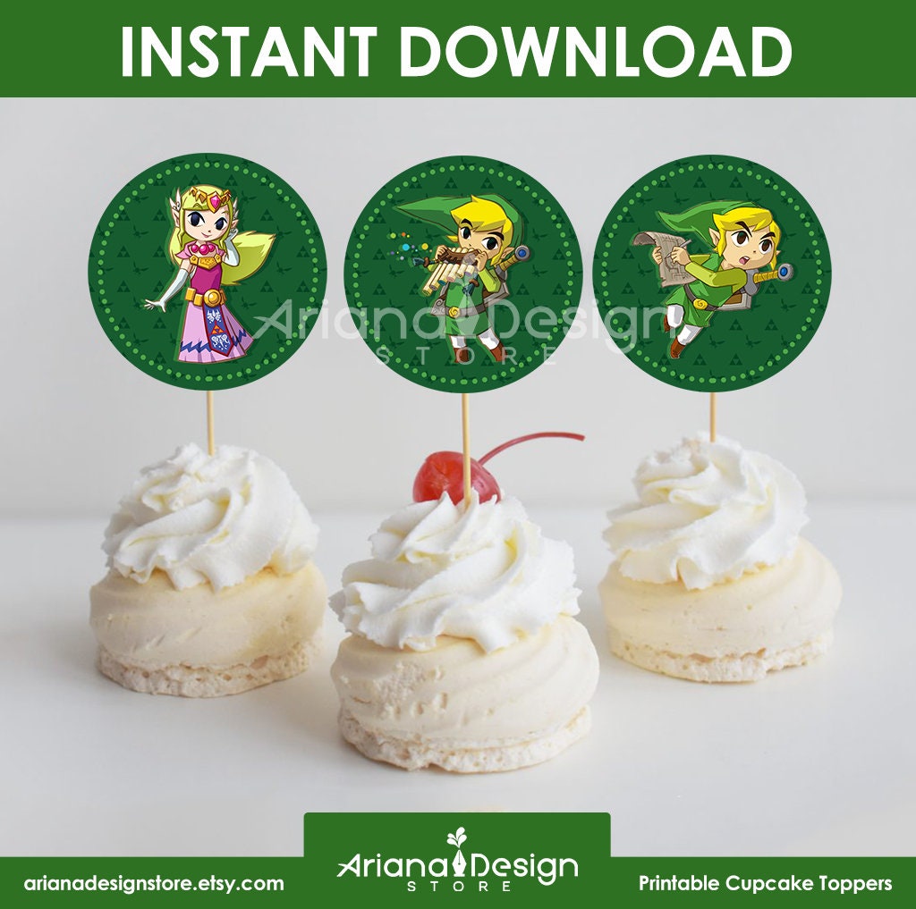 12 The Legend of Zelda Cupcake Toppers Link Game Food Picks Favor Party Kid