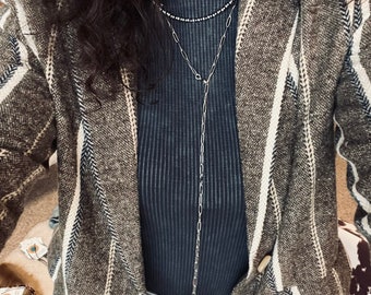 Silver Lariat Chain | Hypoallergenic Stainless Steel | Silver Layering Necklace | Dainty Drop Necklace | Wrap Necklace | Adjustable Necklace