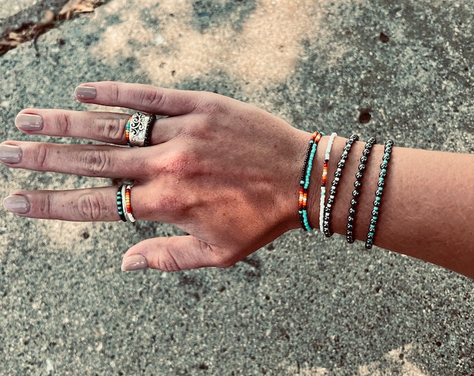 Long Hot Summer Bracelets and Anklets | Sunburst Bracelet | Seed Bead Bracelet | Navajo Bracelet | Stainless Steel Hypoallergenic