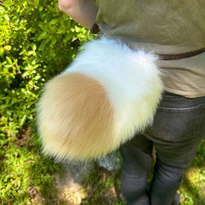 Cream & Blonde Faux Fur Nub Tail: Deer Bunny Puppy Costume