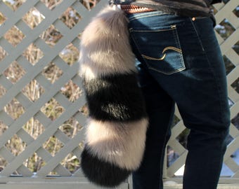 Any Color Fluffy Furry Raccoon Red Panda Stripe Extra Soft Therian Fursuit Cosplay Tail