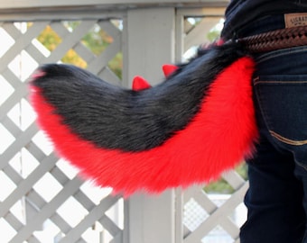 Plush Faux Fur Dragon Tail: Bouncy Cosplay Fursuit with Minky Spikes
