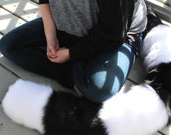 Any Color Extra Long Faux Fur Striped Fursuit Therian Tail