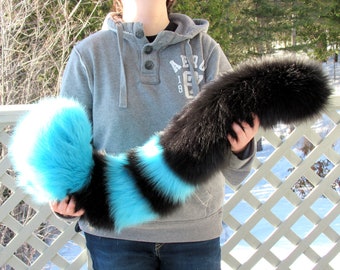 Any Color Fluffy Furry Tiger Tail Big Cat Feline Fursuit Tail Stripes Rings Cosplay