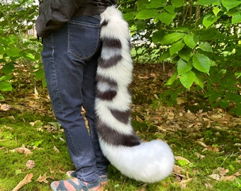 Fluffy Luxurious Snow Leopard Tail - Feline Big Cat Fursuit Cosplay Fully Sewn Plush