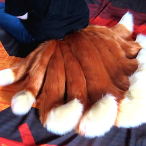Cosplay de raposa de nove caudas Kitsune fofo de qualquer cor, extra macio e peludo, cauda de pele