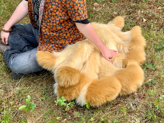 ふわふわキツネ九尾狐コスプレエクストラソフトファーリーファースーツ