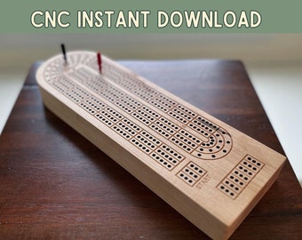 Archivo CNC de tablero de cribbage: Juego de mesa de 3 pistas con almacenamiento .SVG y .DXF (descarga digital)