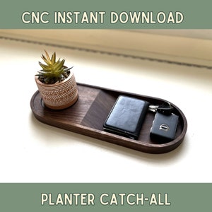 Planter Catch All Tray CNC-BESTANDEN | ONE Bit-instructies | decoratief dienblad | Fusion360 | Moderne inrichting | Sleutelbakje | Cadeau voor nieuw huis | planten