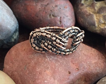TUTORIAL Knot Ring, Wire Wrap Knot Ring, Wire Weave Knot ring