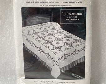 Vintage Embroidered Bedspread-ELVES-Elf-Pixie's-Baby-Crib