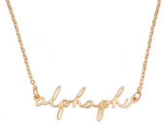 Alpha Phi Gold Script Necklace