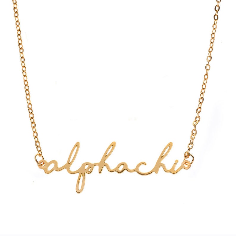 Alpha Chi Omega Gold Script Necklace - Etsy