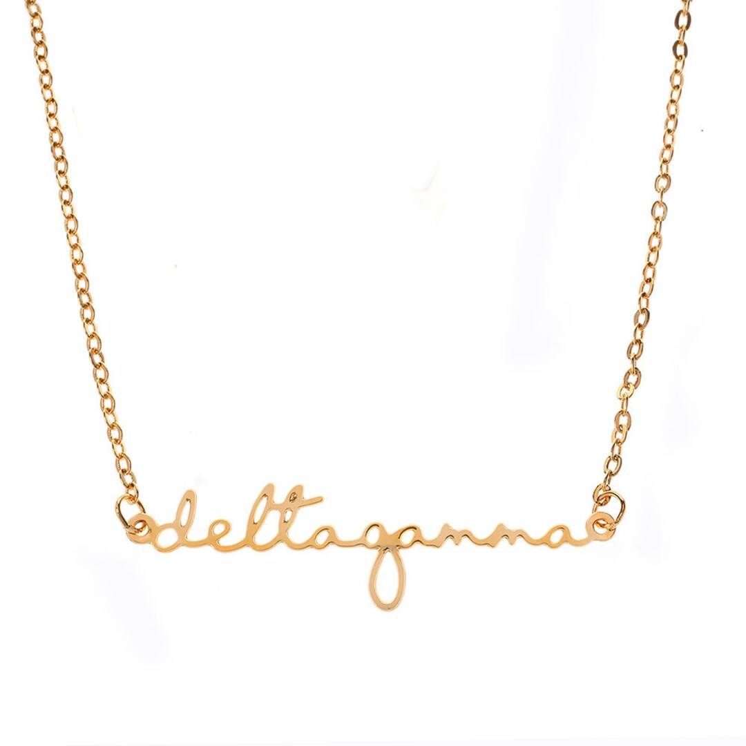 Delta Gamma Gold Script Necklace - Etsy
