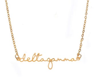 Delta Gamma Gold Script Necklace