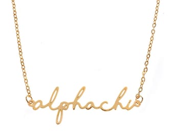Alpha Chi Omega Gold Script Necklace