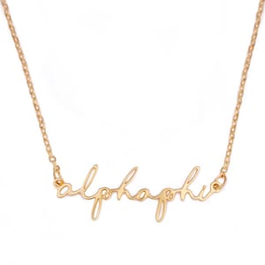 Alpha Phi Gold Script Necklace