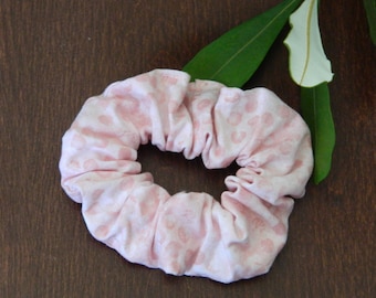 Light Pink Patterned Cotton Scrunchy, Handmade Upcycled Hair Accessory