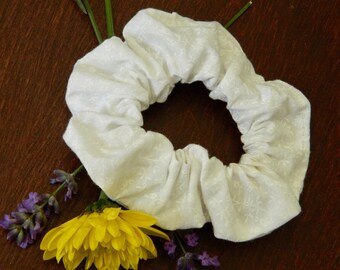 White Floral Scrunchy