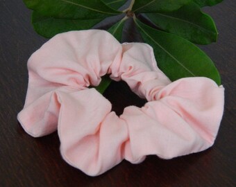 Light Pink Cotton Scrunchy, Handmade Upcycled Scrunchies