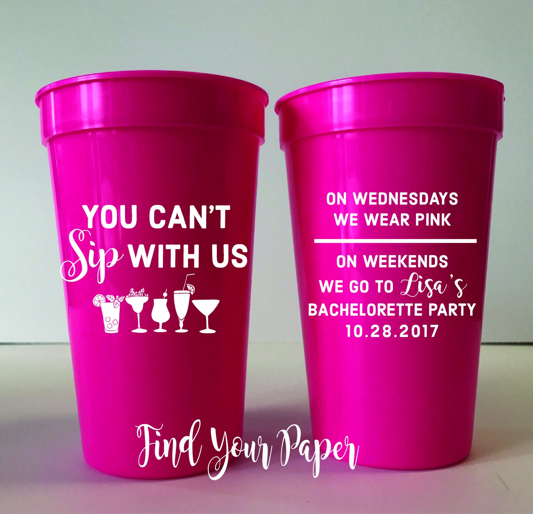 Personalized Party Cups, Personalized Bachelorette Cups, Party Favor