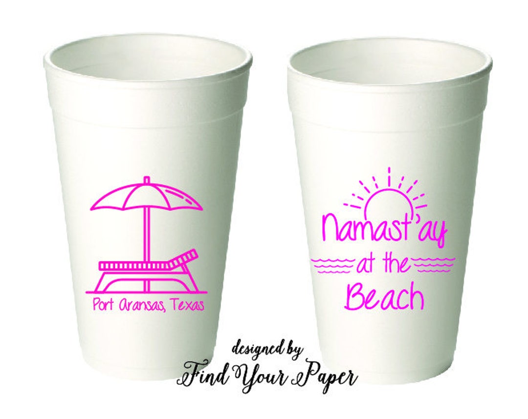 Beach Cup Beach Cups Vacation Cups 20 Ounce Styrofoam Cups - Etsy