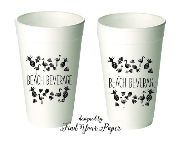 Beach Cup, Beach Cups, Vacation Cups, 20 Ounce Styrofoam Cups, Event Cups,  Beer Cups, Drink Cups, Beach, Personalized Cup, Stryrofoam 