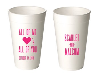 Styrofoam Cups, Wedding Cups,  Personalized Wedding Cups, Favors, Cups, Event Cups, Wedding, Foam Cups,