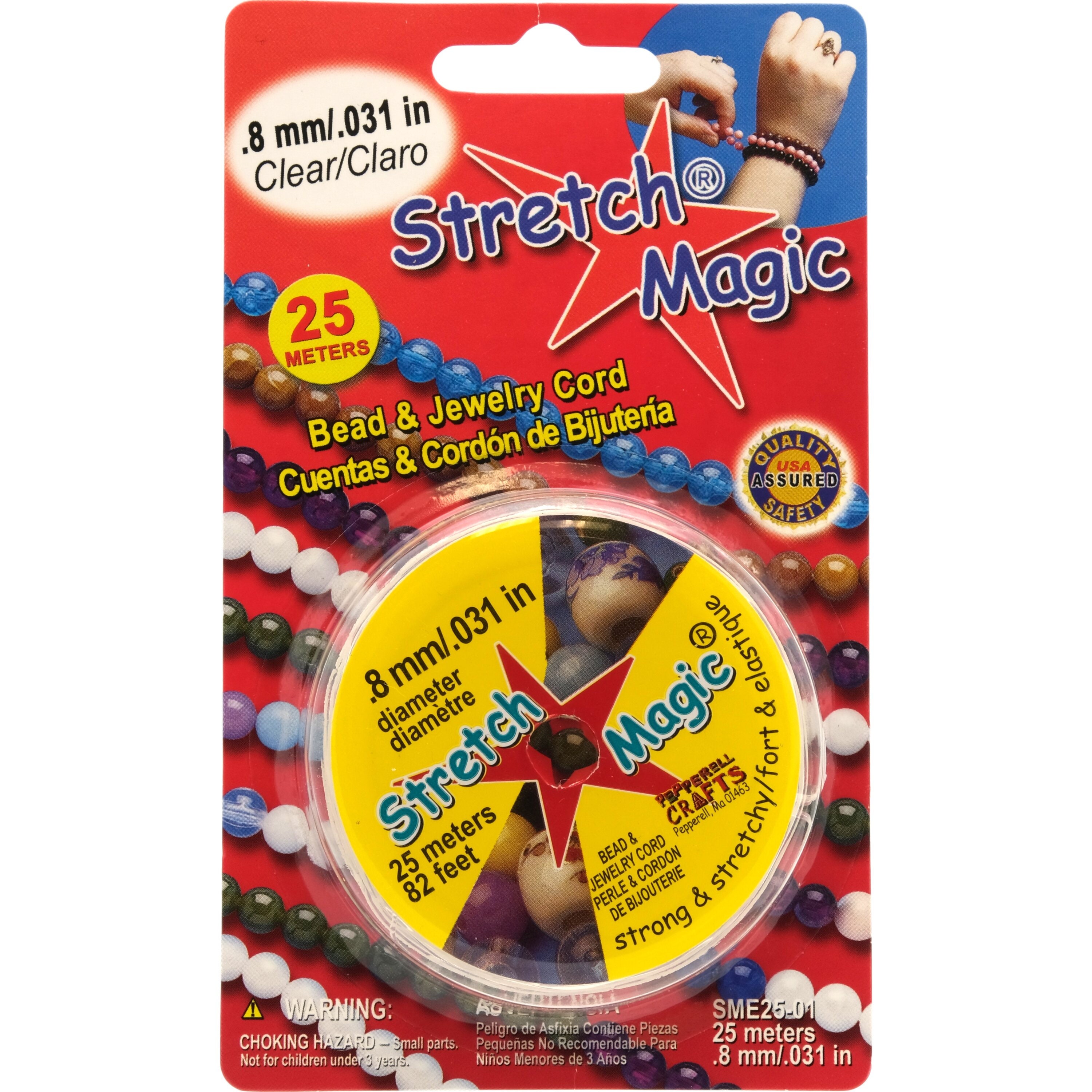 Stretch Magic Bead & Jewelry Cord - Strong & Stretchy, Easy to Knot - Clear  Color - 0.8mm Diameter - 100-meter (328 ft) Spool - Elastic String for