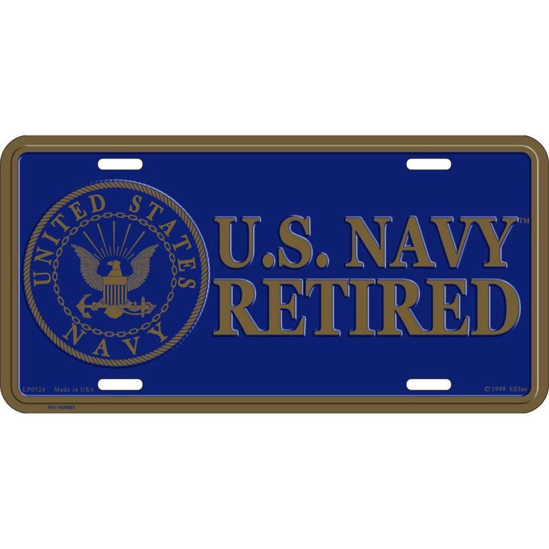 US Navy Retired Car Tag Engraved Diamond Etched Gloss Black Metal License Plate - Foto 7