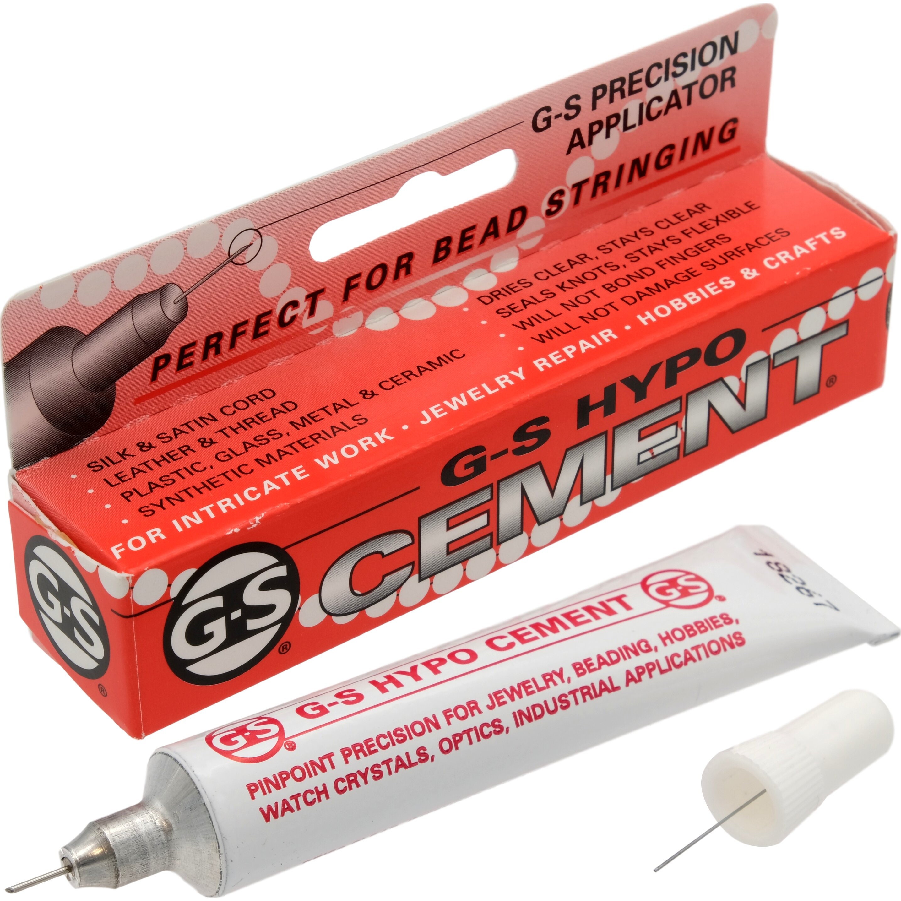 G-S Hypo Cement Glue 1/3 Fl. Oz. PINPOINT PRECISION Dries Clear, Stays  Clear Will Not Bond Fingers Jewelry Watch Repair Rhinestones More 