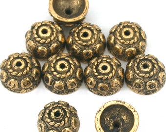 25pcs Unique Brass Enamel Beads Caps Lead Free Gold Tone Glue-in Cord Ends 10mm 