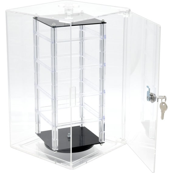 Locking Revolving Rotating Earrings Display Case Stand 32 2 Cards, 13 3/4  High 