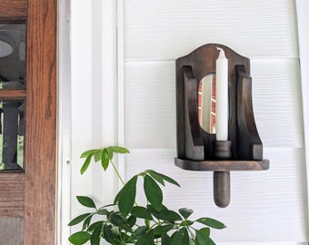 Carved 13" Tall Mirrored Candle Reflector Wall Sconce