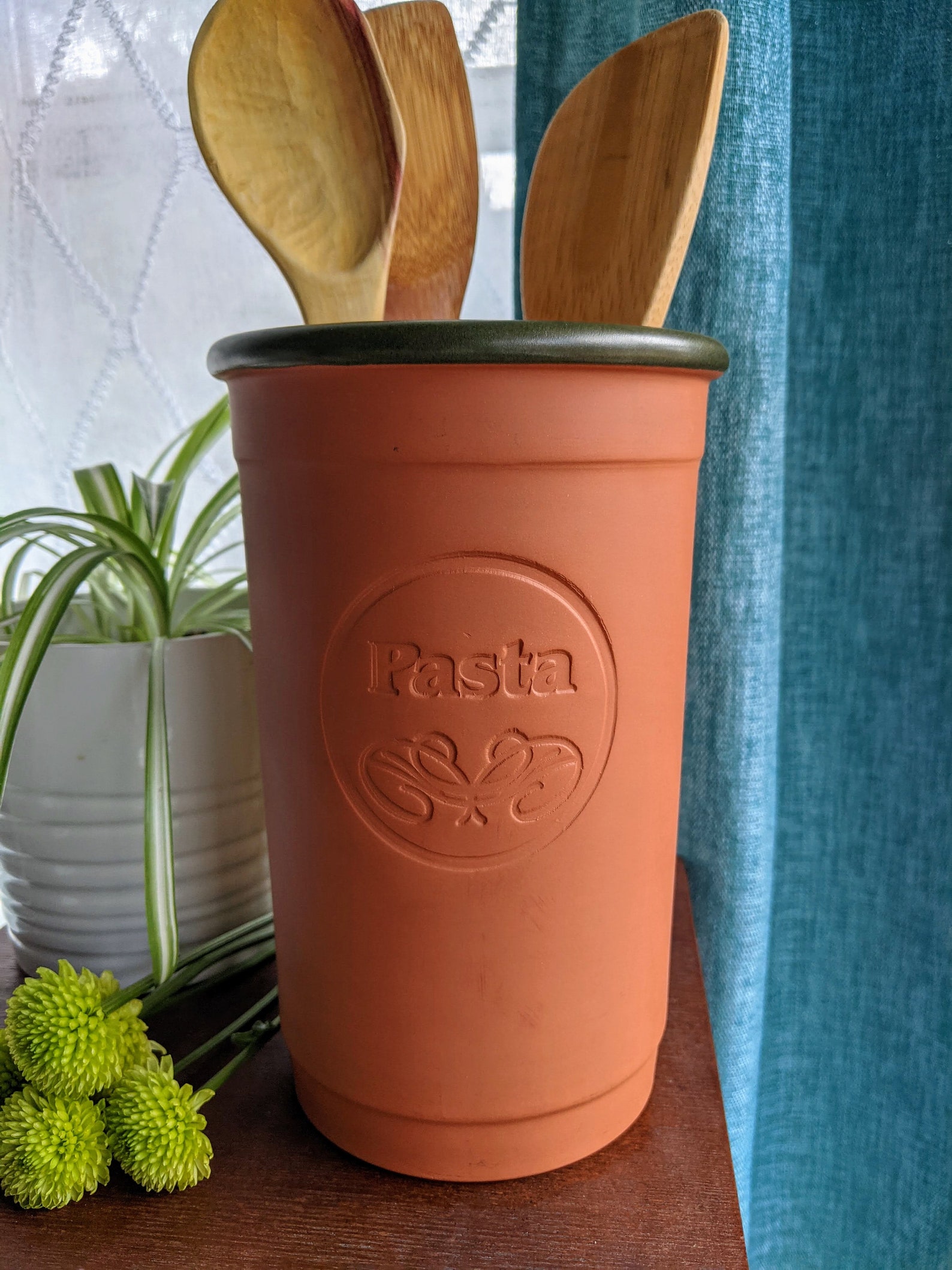 Terra Cotta Large Pasta Holder Kitchen Utensil Holder Etsy