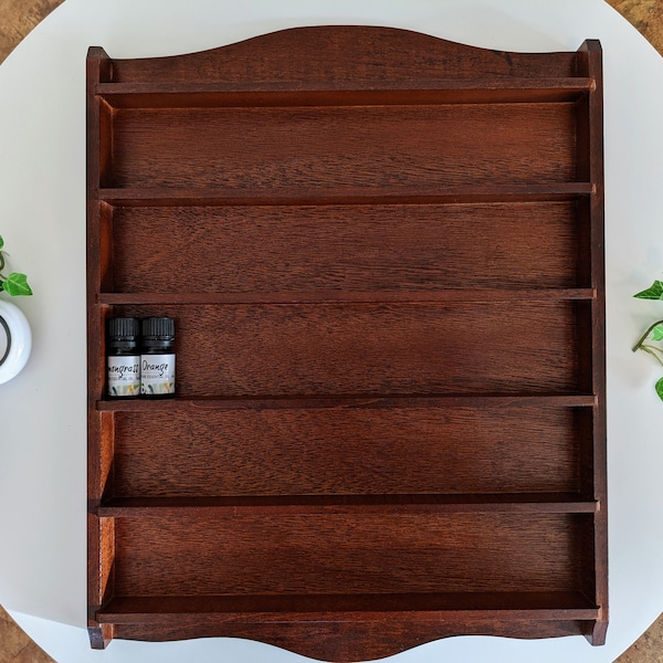 Vintage 17" Shallow Wood Shelves Essential Oil Display Organization Shadow Box Mini Shelves Wooden Wall Shelf Unit Hanging