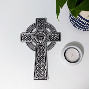Vintage 8&quot; Celtic Wall Cross Irish Cross with Heart and Hands Protective Crucifix Christian Gift Hanging Decor Jeweled Cross Company