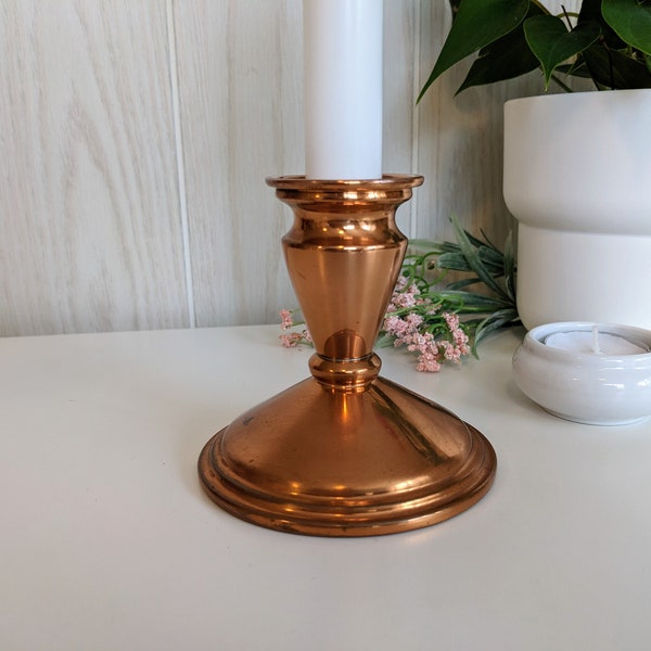 Short 3.75" Rustic Vintage Copper Candlestick Taper Candleholder Classic Distressed Candle Holder