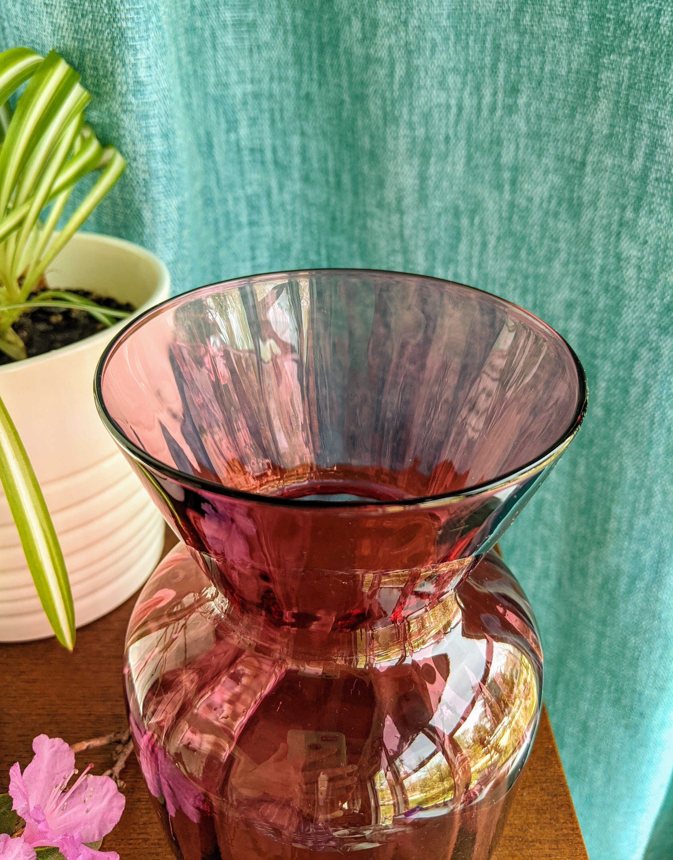 Pink Glass Fluted 6 Vase Etsy