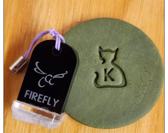 Cat Personalized with your Initial, Potters' Stamp