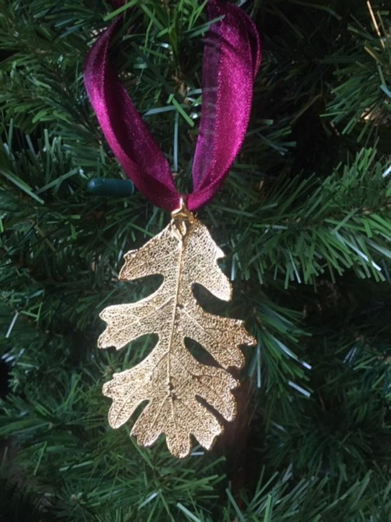 24kt Gold Oak Leaf Ornament Etsy