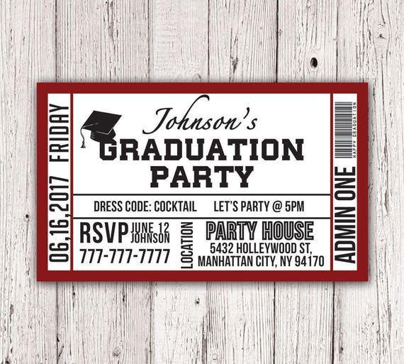 Druckbare Graduation Party Ticket Einladung Etsy