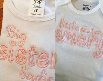 Big sister/Little sister shirt & onesie set, new baby outfit set